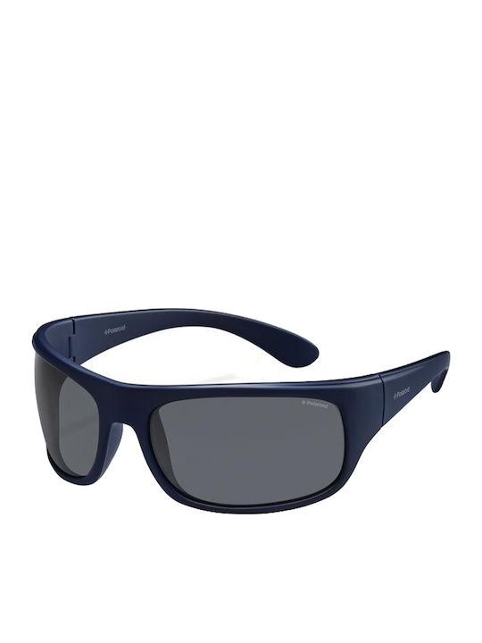Polaroid Men's Sunglasses with Blue Plastic Frame and Black Polarized Lens P07886 SZA/Y2