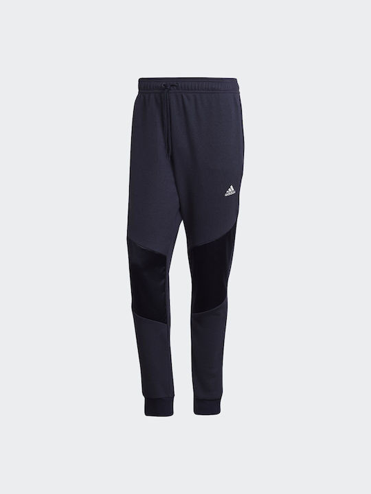 Adidas Satin French Terry Set Sweatpants with Rubber Navy Blue