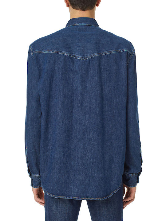 Diesel Men's Shirt Long Sleeve Denim Blue