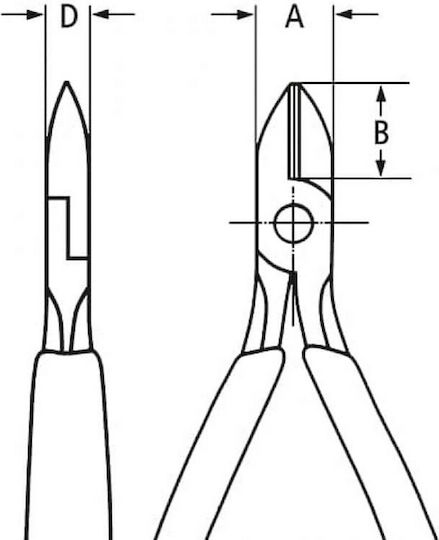 Knipex Πλαγιοκόφτης Ηλεκτρολόγου Με Αιχμηρή Κεφαλή Για Ισόπεδη Κοπή Με Την Επιφάνεια Μήκους 125mm