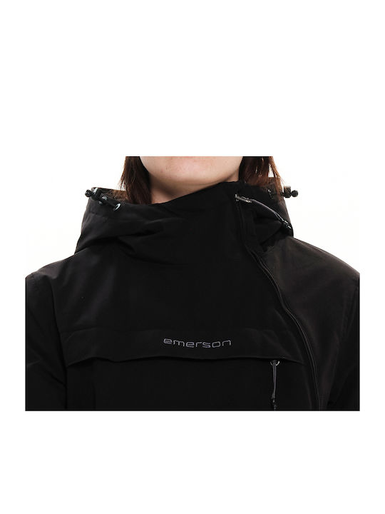 Women's Short Sports Jacket for Winter with Hood Black