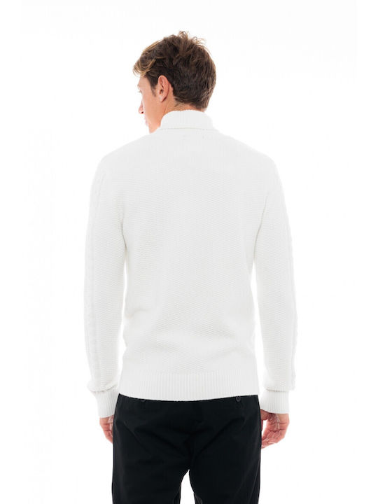 Biston Men's Long Sleeve Sweater Turtleneck White