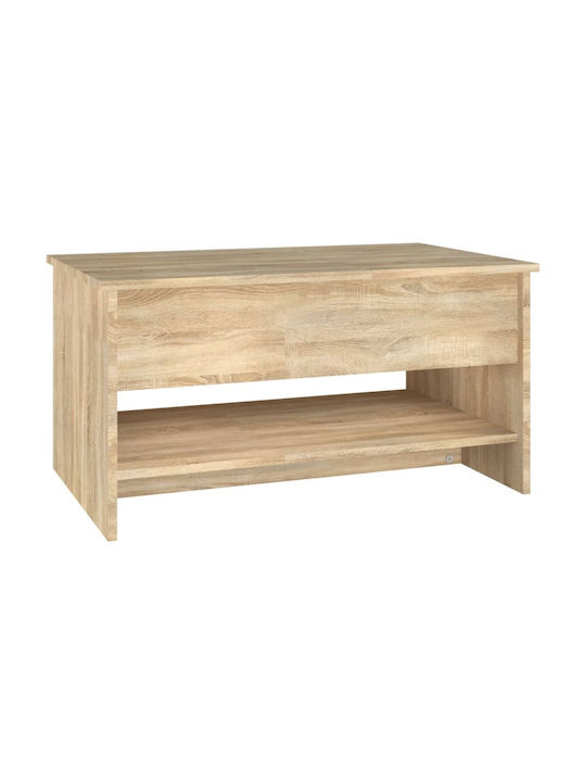 Rectangular Central Wooden Coffee Table with Lifting Mechanism Beige M80xW50xH40cm