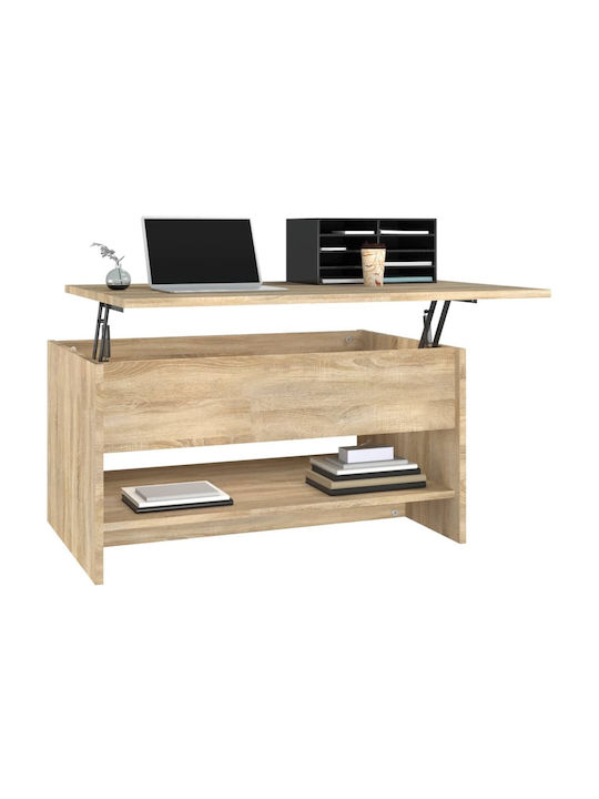 Rectangular Central Wooden Coffee Table with Lifting Mechanism Beige M80xW50xH40cm