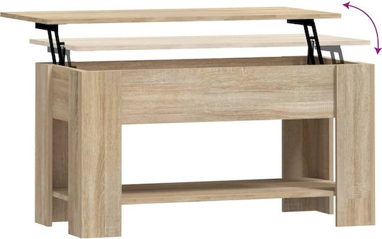 Rectangular Central Wooden Coffee Table with Lifting Mechanism Beige M101xW49xH52cm