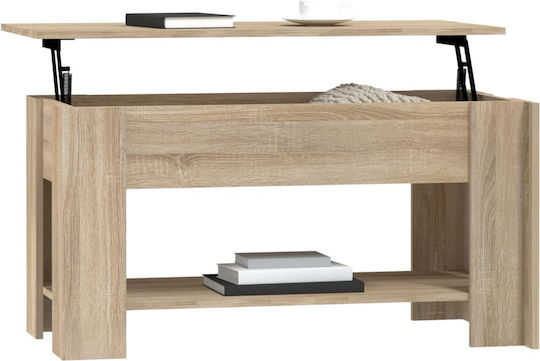 Rectangular Central Wooden Coffee Table with Lifting Mechanism Beige M101xW49xH52cm
