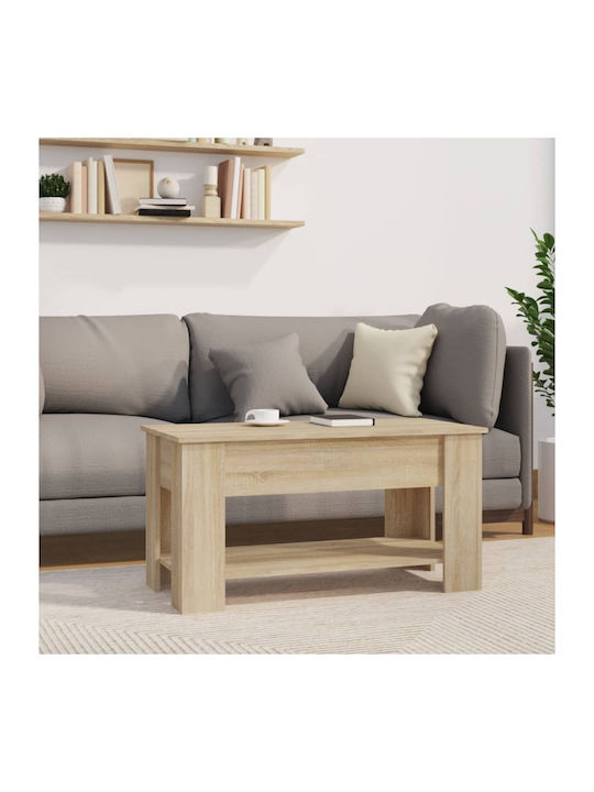 Rectangular Central Wooden Coffee Table with Lifting Mechanism Beige M101xW49xH52cm