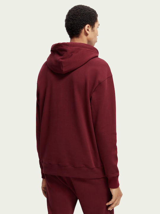 Scotch & Soda Men's Sweatshirt with Hood and Pockets Burgundy