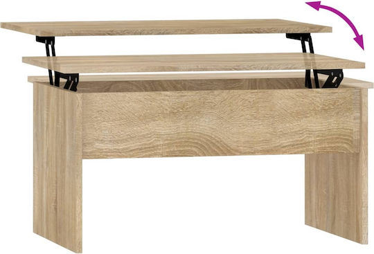 Rectangular Central Wooden Coffee Table with Lifting Mechanism Beige W80xL50.5xH41.5cm