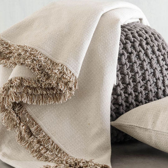 Rythmos Luna Four-Seater Sofa Throw Reversible Jacquard 180x330cm Beige