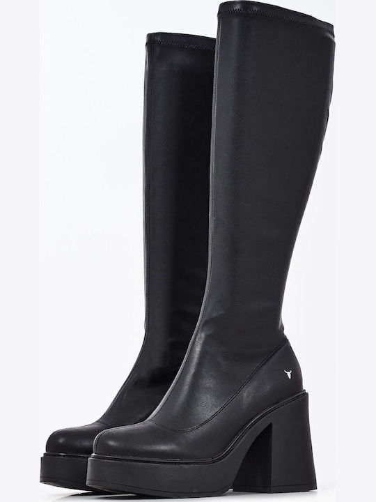 Leather High Heel Women's Boots Giddy Black