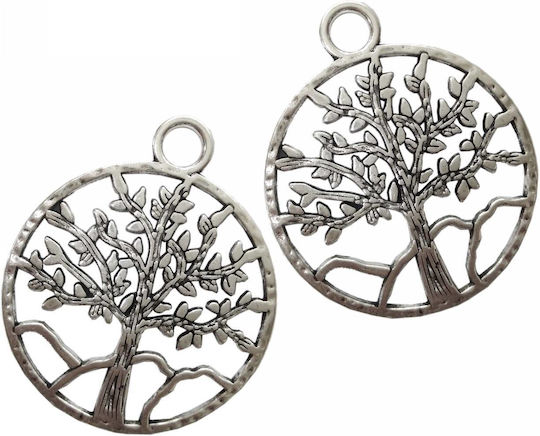 Kostibas Fashion Tree of Life Metallic Pendant Motif for Jewelry from Silver 4x4cm. Set 25pcs