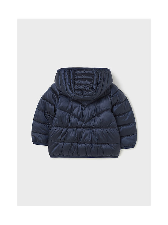 Mayoral Kids Quilted Jacket short Hooded Navy Blue