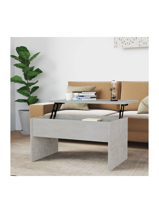 Rectangular Wooden Coffee Table with Lift Top Gray L80xW50.5xH41.5cm