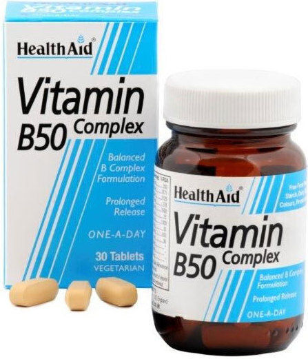 Health Aid B50 Complex Βιταμίνη για Ενέργεια, Ενίσχυση του Ανοσοποιητικού & το Νευρικό Σύστημα 30 x 1 ταμπλέτες