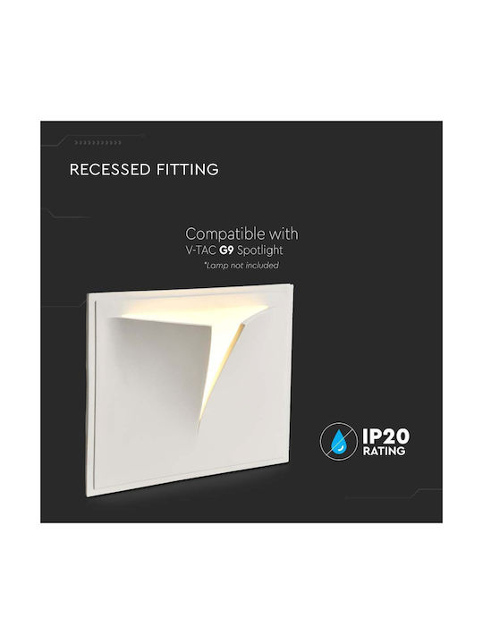 V-TAC Rectangle Plaster Recessed Spot with Socket G9 White 31.5x26.5cm. 1pcs