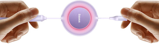 Baseus Bright Mirror 2 Retractable USB to Type-C / Lightning / micro USB Cable Μωβ 1.1m (CAMJ010205)