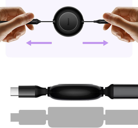 Baseus Bright Mirror 2 Retractable USB to Type-C / Lightning / micro USB Cable Μωβ 1.1m (CAMJ010205)