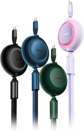 Baseus Bright Mirror 2 Retractable USB to Type-C / Lightning / micro USB Cable Μωβ 1.1m (CAMJ010205)