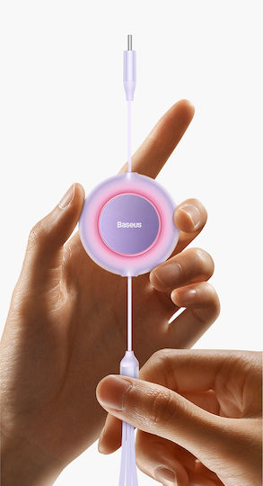 Baseus Bright Mirror 2 Retractable USB to Type-C / Lightning / micro USB Cable Μωβ 1.1m (CAMJ010205)