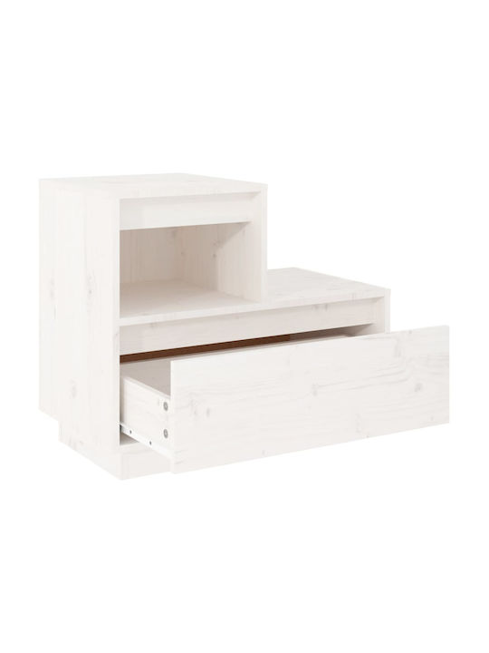 Noptiere din Lemn Masiv Albe 2buc 60x34x51cm