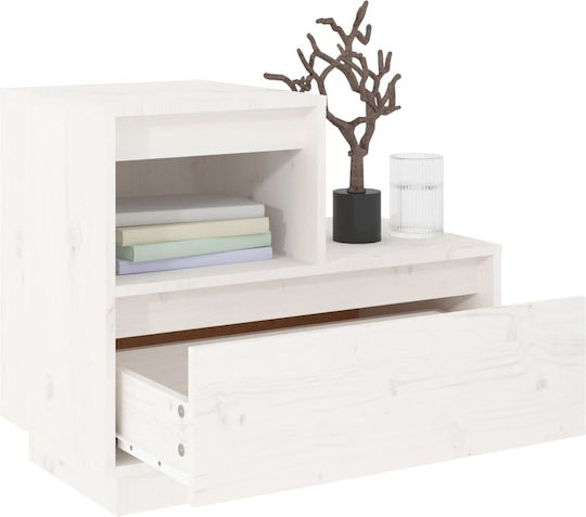 Noptiere din Lemn Masiv Albe 2buc 60x34x51cm