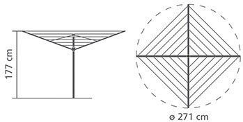 Brabantia Essential Rotary Dryer Folding Floor Clothes Drying Rack for Garden Metallic with Hanging Length 40m