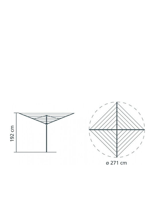 Brabantia Topspinner Rotary Dryer Metallic Folding Floor Clothes Drying Rack with Hanging Length 40m