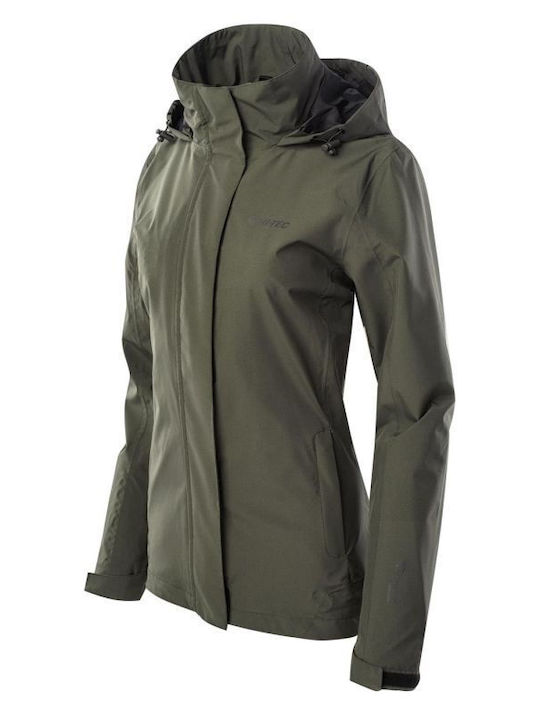 Hi-Tec Lady Harriet Women's Long Sports Jacket for Winter with Hood Khaki