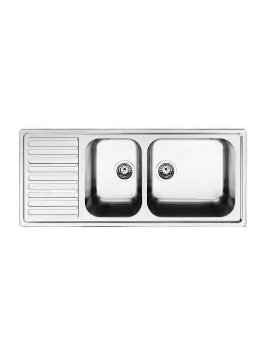 Apell Anniversario 8116 8116-112 Drop-In Sink Left Inox Matte W116xD50cm Silver