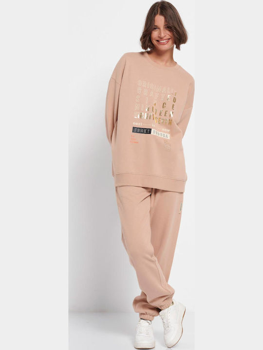 Long Women's Sweatshirt Beige