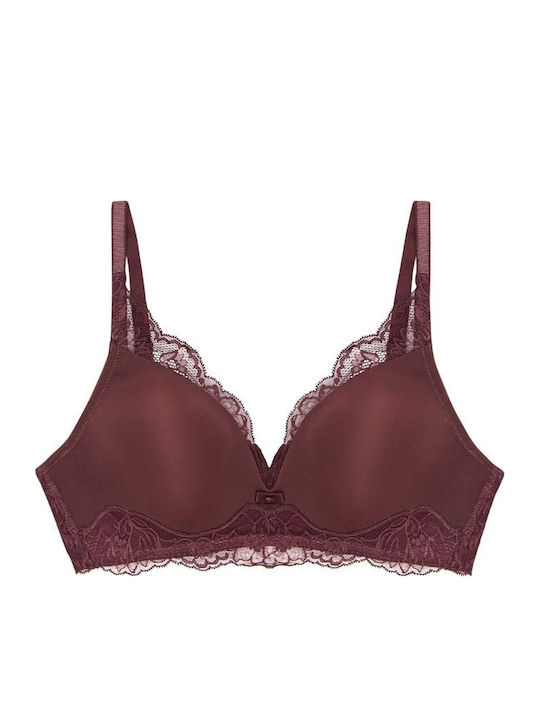 Amourette Charm Triangle Triangle Bra with Light Padding without Underwire Brown