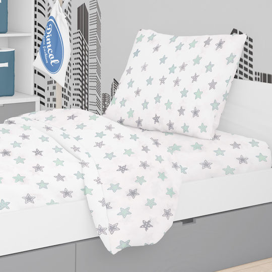 Dimcol Σετ Σεντόνια Μονά Βαμβακερά Star 101 Πράσινο 160x240cm 2τμχ