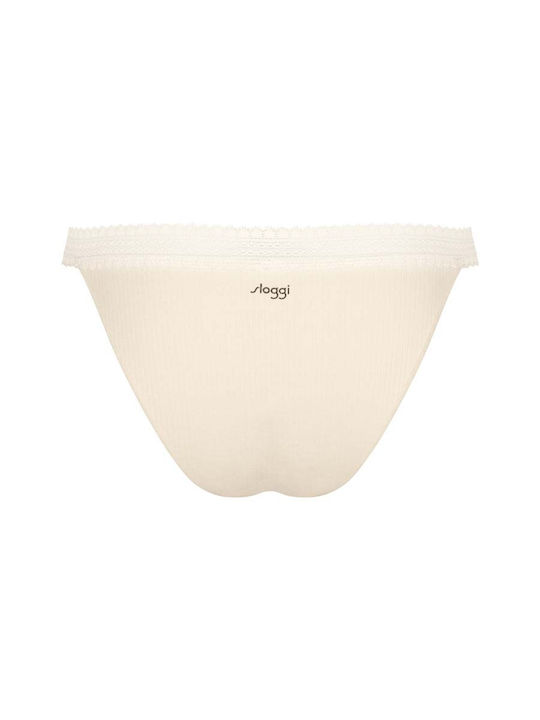 Sloggi Baumwolle Damen Slip 2Pack mit Spitze Beige