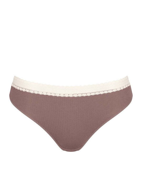 Go Ribbed H Tai Βαμβακερά Women's Slip 2Pack with Lace Beige/Brown