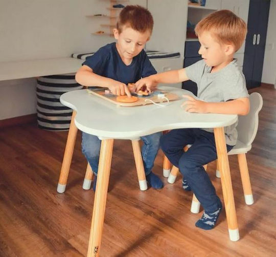 Bear Kinder Tischset mit Stühlen aus Holz Weiß 44282 FreeOn