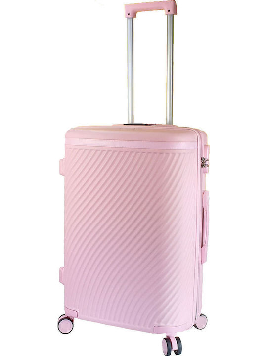 Forecast LSDQ-04 Medium Hard Pink Suitcase With 4 Wheels Height 65cm