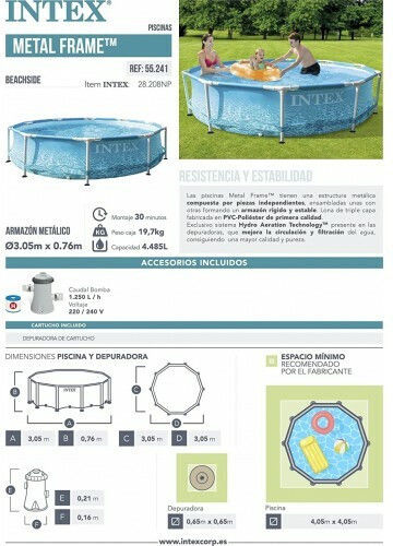 Intex Round Swimming Pool 4485lt with Metallic Frame 305x76cm Light Blue