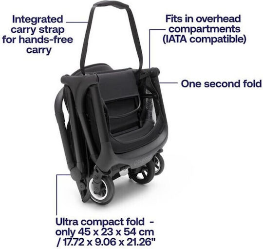 Bugaboo Butterfly Complete Baby Stroller Suitable from 6+ Months Black Stormy Blue 7.3kg