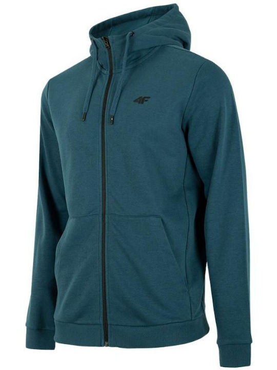 4F Men's Sweatshirt Jacket with Hood Blue