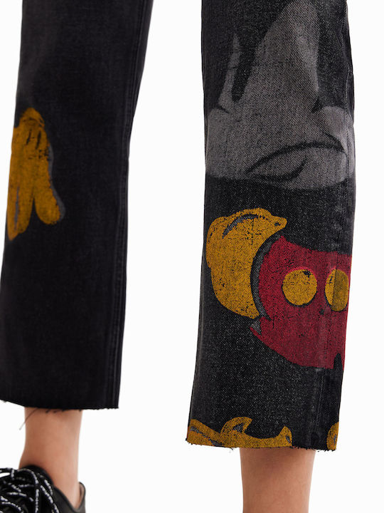 Mickey Mouse Women's Jean Trousers in Straight Line Black