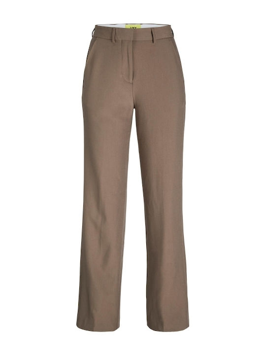 Women's High-waisted Fabric Trousers Flared Tabac Brownc Brown