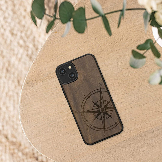 KWmobile Navigational Compass Back Cover Ξύλινο Dark Brown (iPhone 14 Plus)