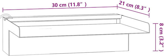 vidaXL Водопад за басейн с LED осветление от неръждаема стомана 30x21x8см Бял