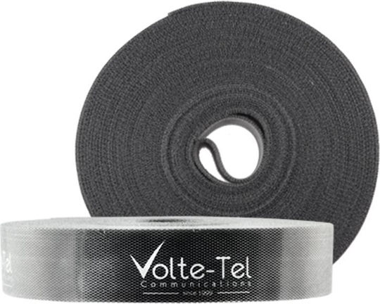 Volte-Tel Cable Management Self-Adhesive Hook & Loop Tape Gray 25mmx10m 1pcs