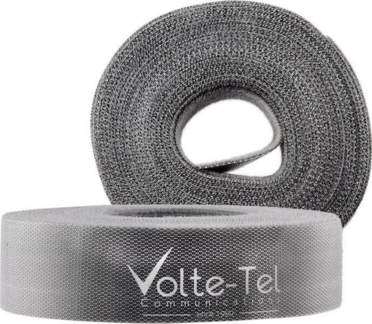 Volte-Tel Self-Adhesive Hook & Loop Tape Gray 25mmx5m 1pcs 8319709