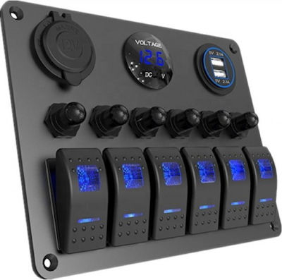 Kewig SP17 mit Paneelen Panel mit 6 wasserdichten Schaltern (IP67), 6 Signal-Tasten, Voltmeter, 2 X USB, Zigarettenanzünder