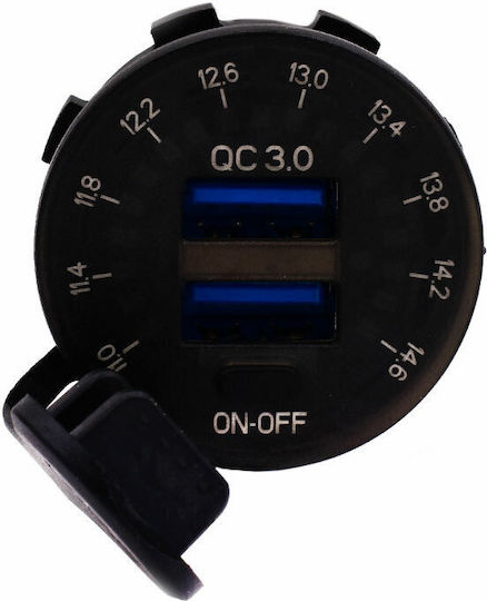 Мотоциклетно зарядно устройство Бързо зареждане 3A с Портове: 2xUSB