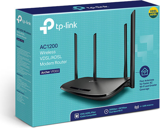 TP-LINK Archer VR300 v1.2 Wireless VDSL2 Modem Router Wi‑Fi 5 with 4 Ports