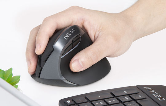 Delux M618Mini Wireless Ergonomic Bluetooth Vertical Mouse Iron Grey
